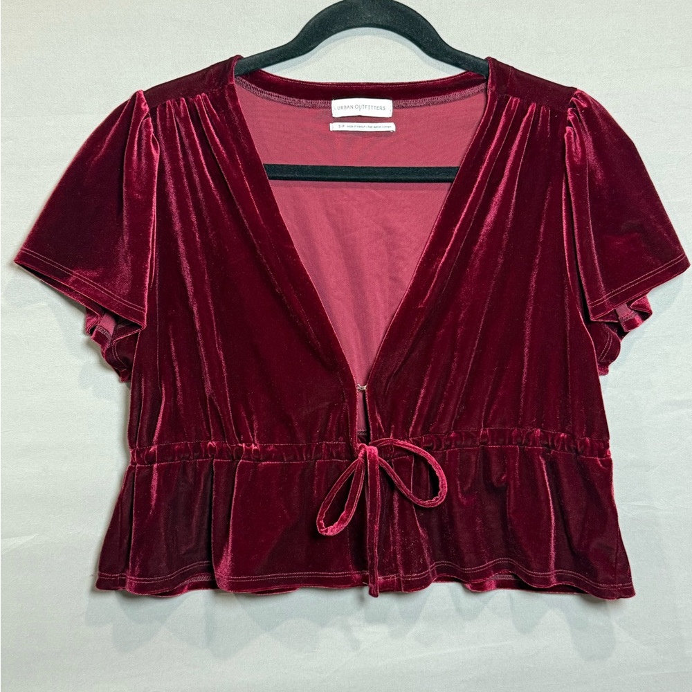 Urban Outfitters Velvet Burgundy Blouse,‎ Size S